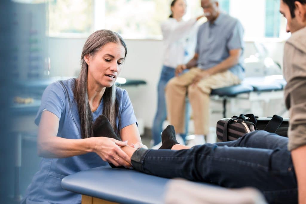 Massaging swollen feet